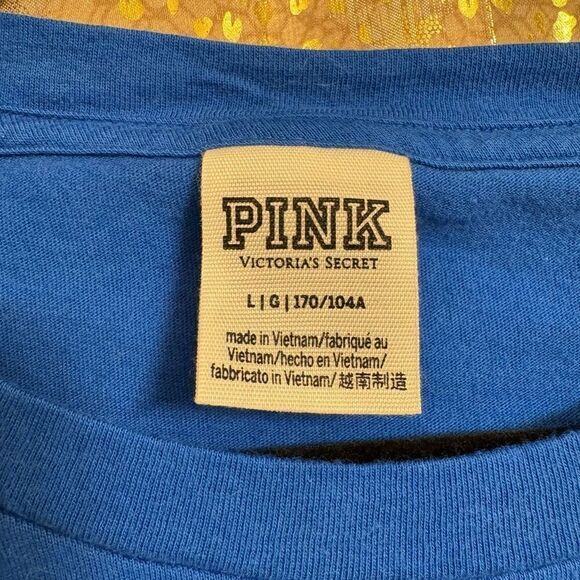 PINK Victorias Secret Red White Blue 4th of July Firewerk Campus T Shirt Large - Picture 4 of 7